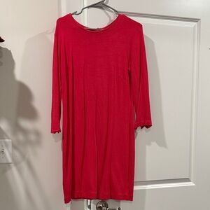 Ann Taylor Vibrant Red Long Sleeve Dress